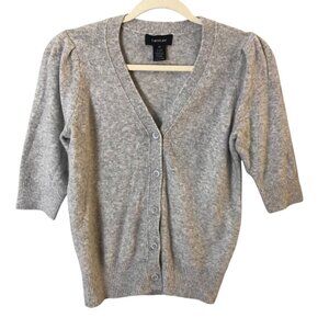 Karen Kane Wool Blend Dove Gray Short Sleeve Button Up Cardigan Women's size XS